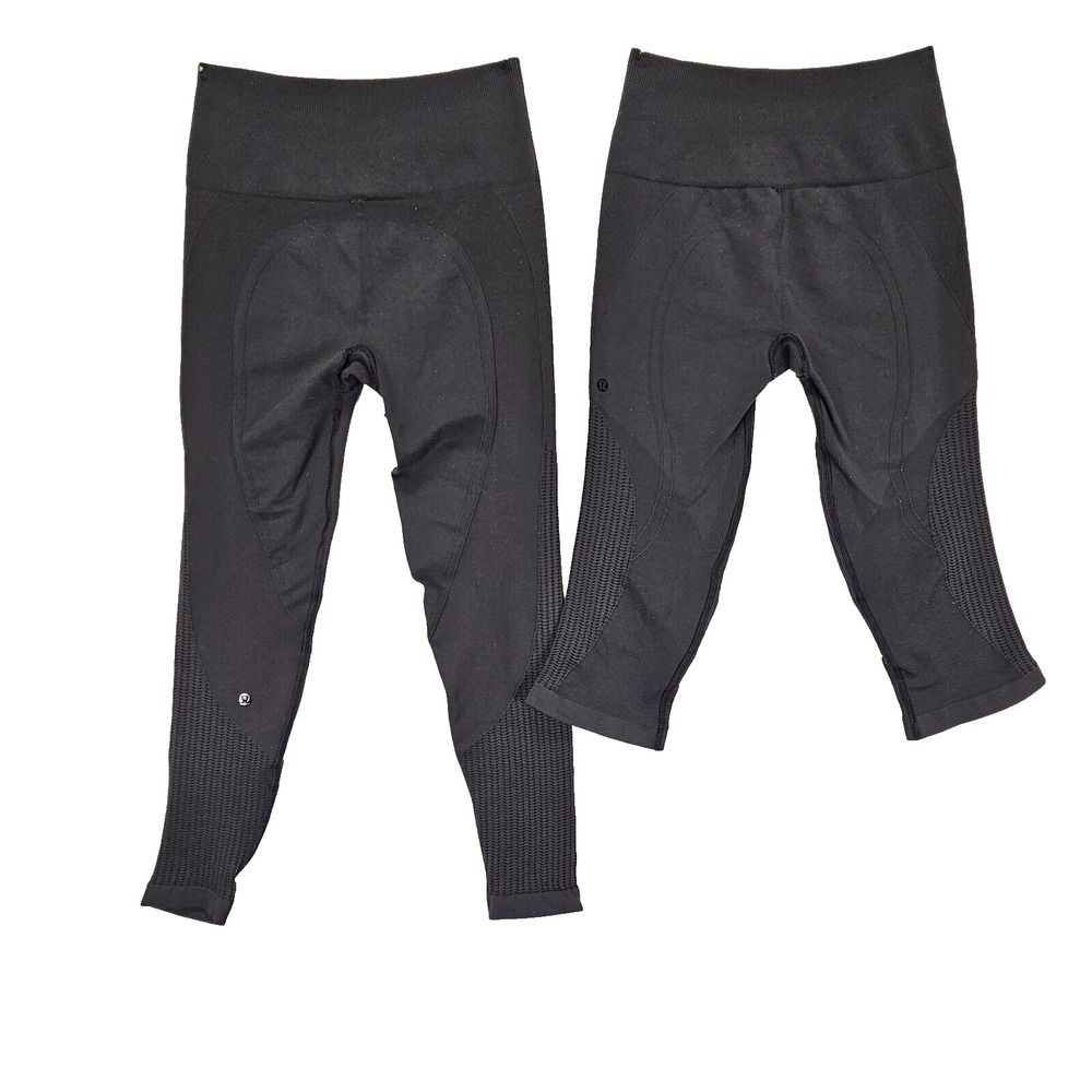 Lululemon Lot Of 2 Flow & Go Seamless Compression Leggings Womens S Black